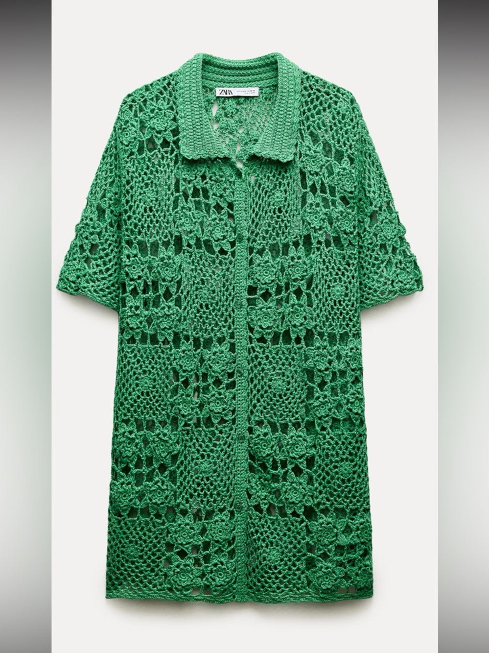 Zara green crochet knit tunic ML NWOT